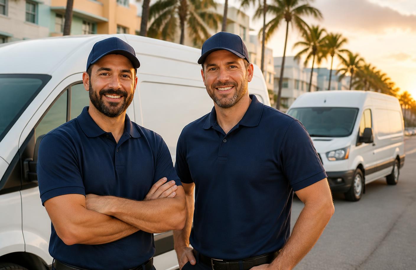 Marnade Services technicians in front of their service vans in Miami